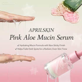 APRILSKIN close-up drop of serum texture showing lightweight absorption benefit