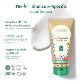 APUREE handscreen being applied to hands offering lamp-safe hydration