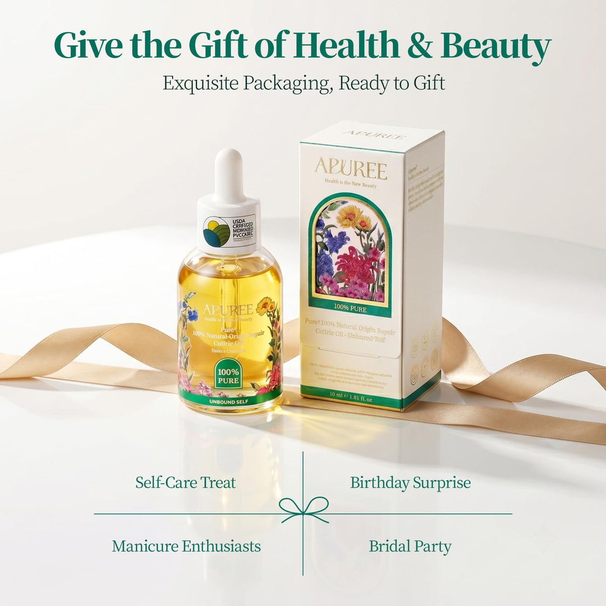 APUREE ingredients jars with botanicals showing clean formulation benefit