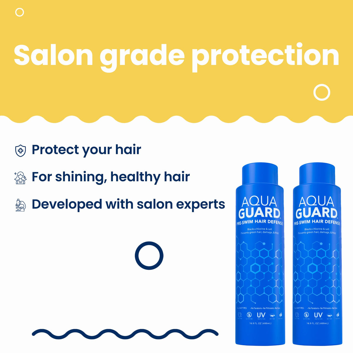 AQUA GUARD after-swim smooth hair demonstrating softness and manageability