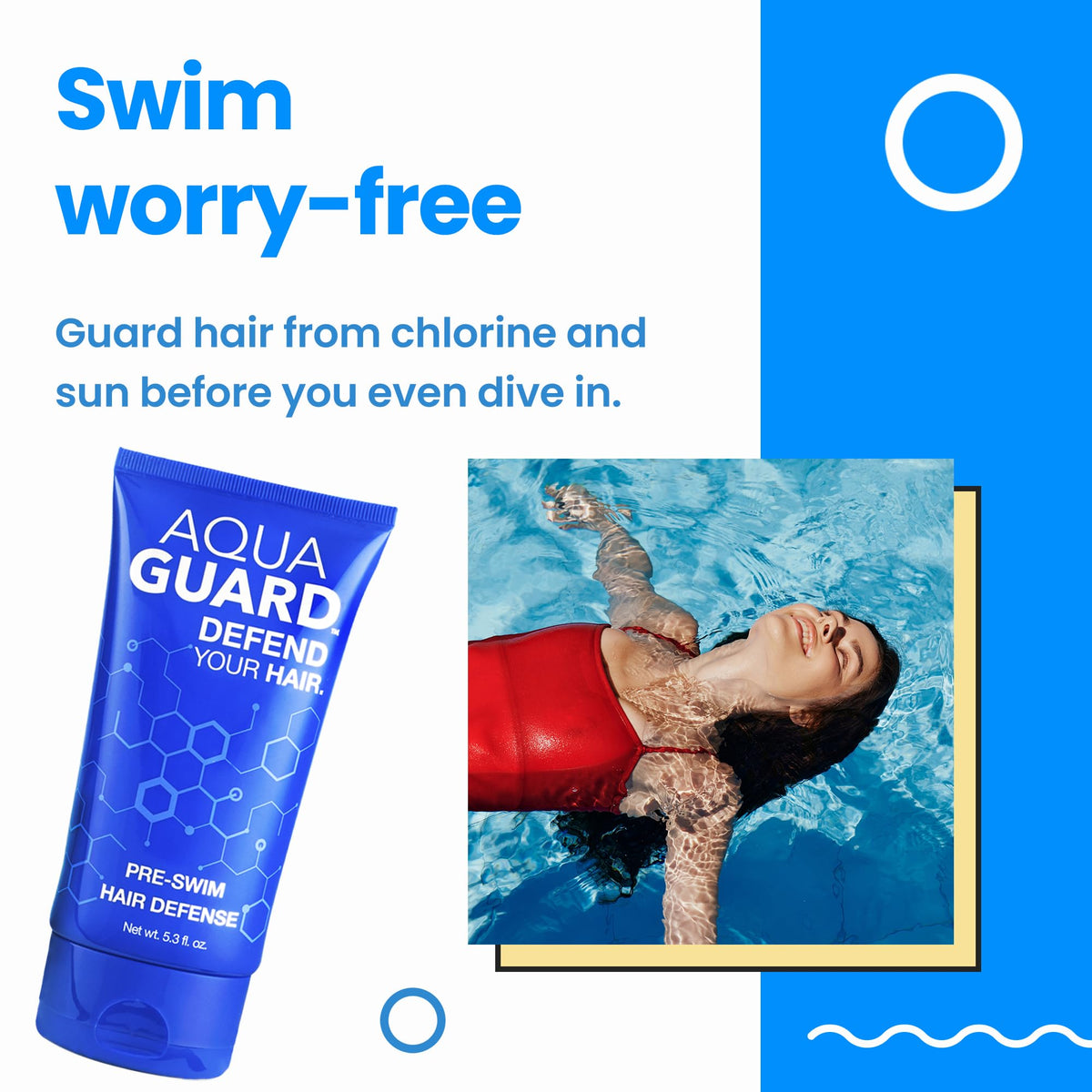 AQUA GUARD product being applied poolside to show easy pre-swim use benefit