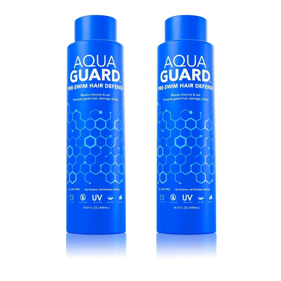 AQUA GUARD front bottles showing family-size two-pack and convenience