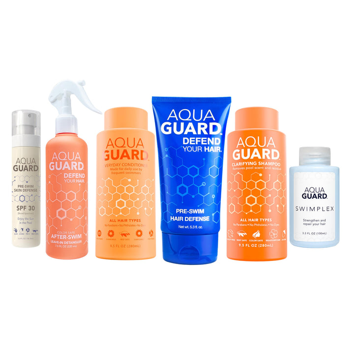 AQUA GUARD bundle front packaging showing full kit for chlorine protection