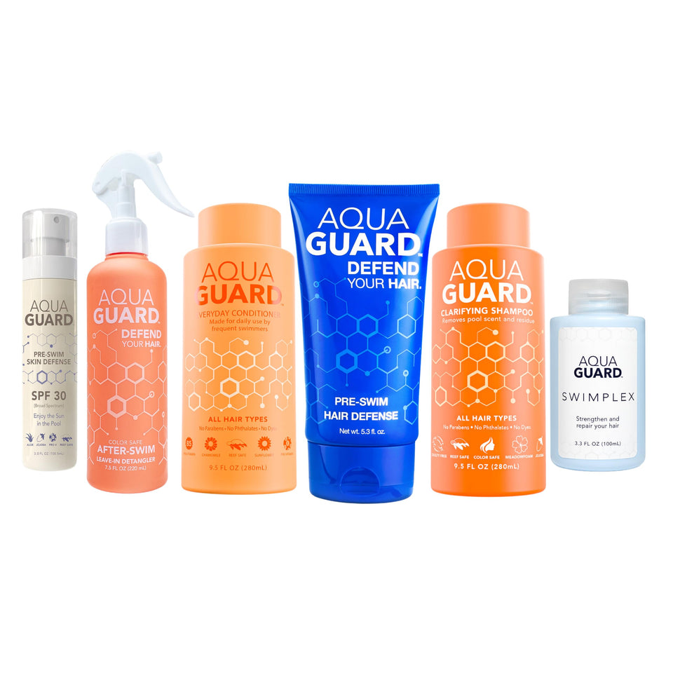 AQUA GUARD bundle front packaging showing full kit for chlorine protection