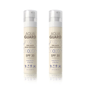 AQUA GUARD front packaging showing hydrating pre-swim protection and SPF 30 benefit