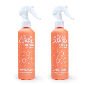 AQUA GUARD front packaging showing two spray bottles for pool-ready hair