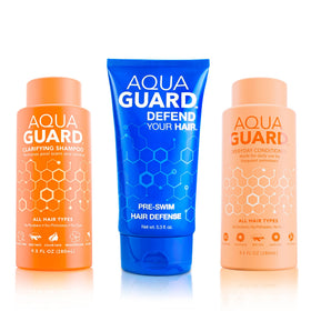 AQUA GUARD front packaging showing complete three-piece bundle protecting hair