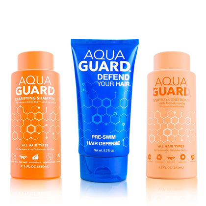 AQUA GUARD front packaging showing complete three-piece bundle protecting hair