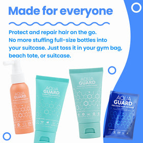 AQUA GUARD in use poolside application protecting hair before swimming