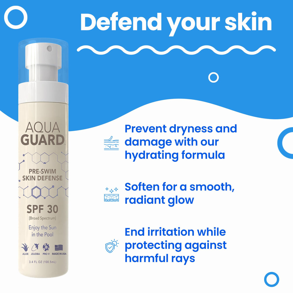 AQUA GUARD ingredients close-up with aloe and oils highlighting moisturizing benefits