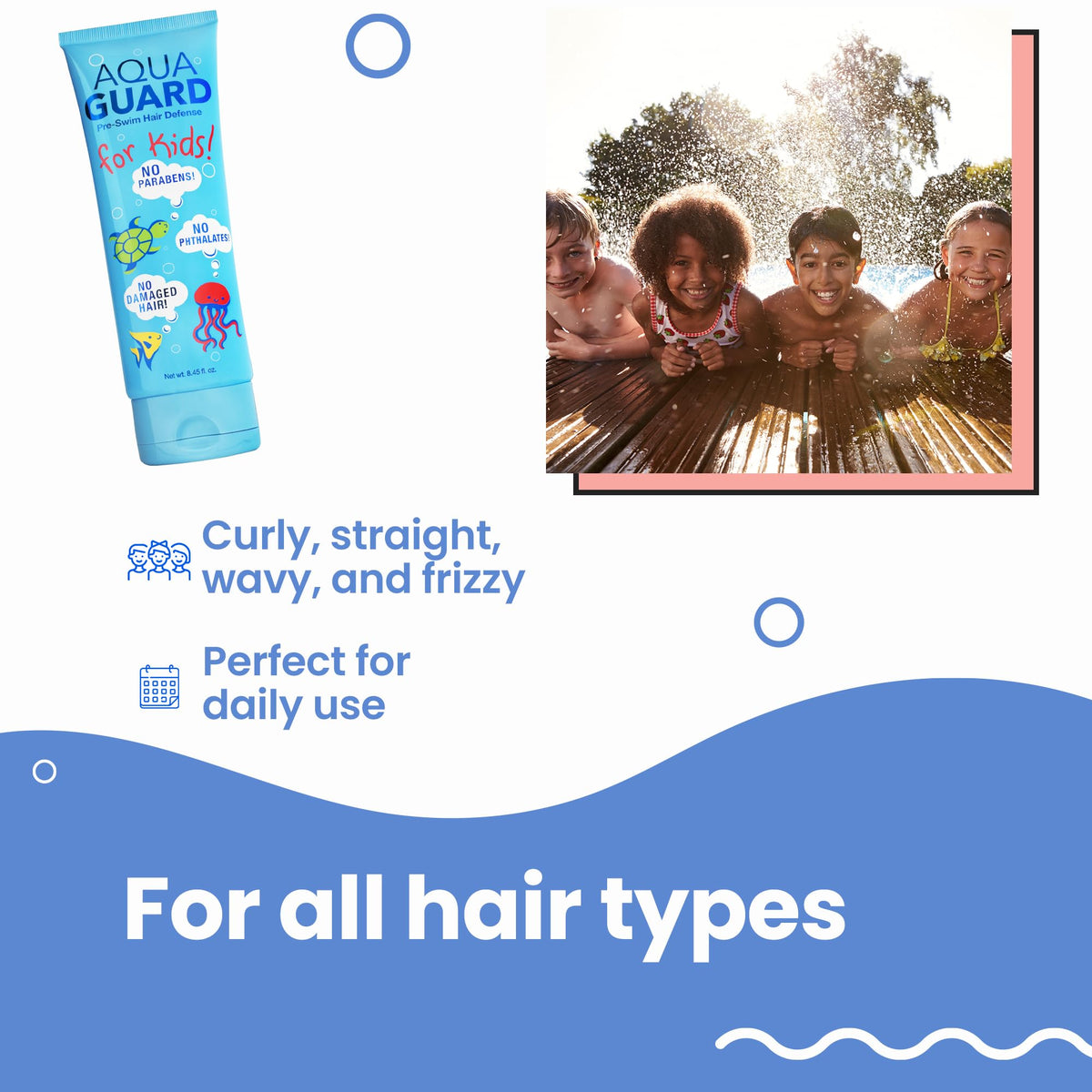 Close-up of AQUA GUARD label highlighting gentle ingredients and safety