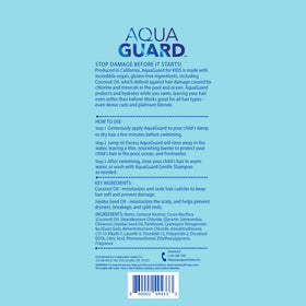 Post-swim combed hair after AQUA GUARD use showing smoother results