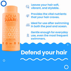 AQUA GUARD creamy conditioner texture poured on hand, shows smooth application benefit