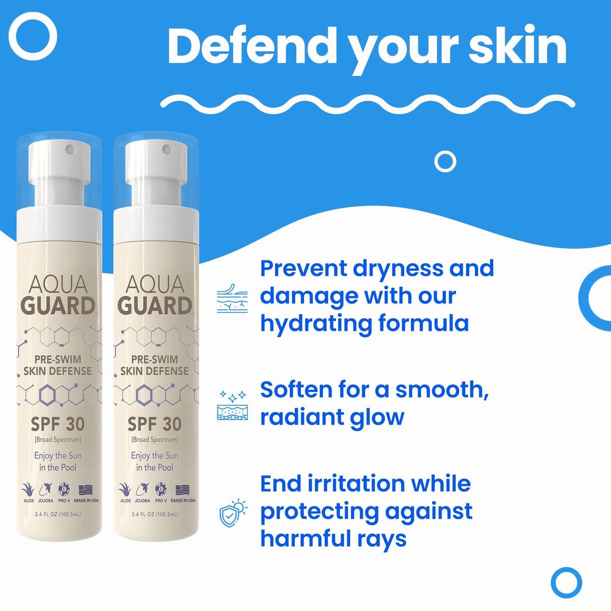 AQUA GUARD pump dispensing product highlighting easy application and controlled use