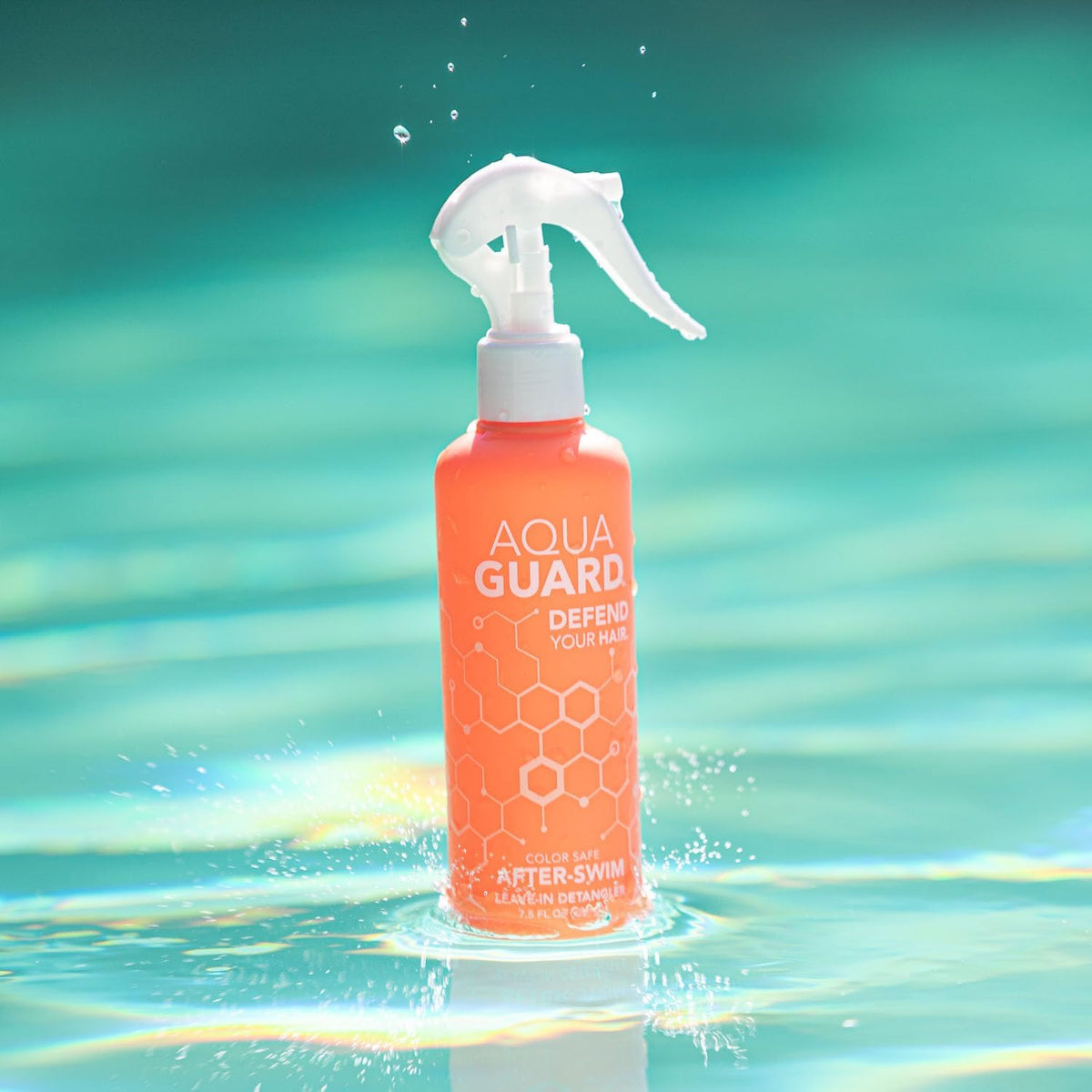 AQUA GUARD bottle in hand showing portable size for travel convenience