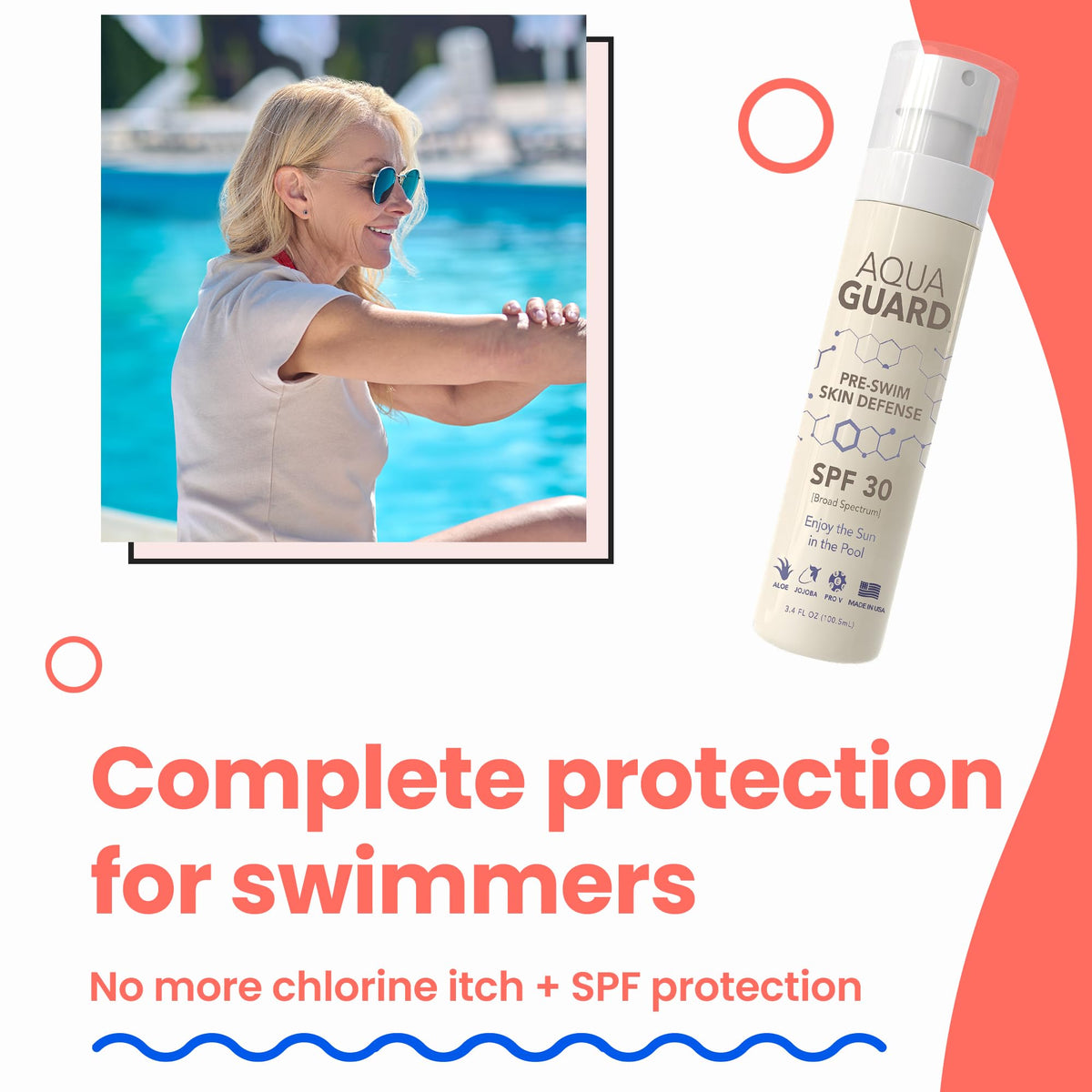 AQUA GUARD Pre-Swim Skin Defense SPF 30 sample protecting skin outdoors