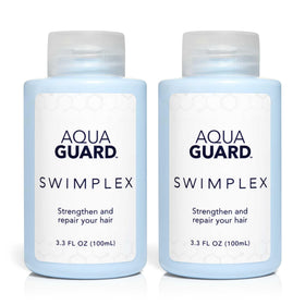 AQUA GUARD front packaging showing two 3.3 oz SwimPlex jars, visible benefits