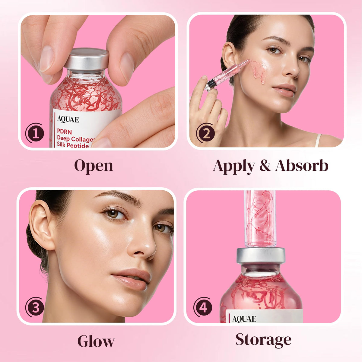 Aquae serum on vanity with skincare routine benefit focus