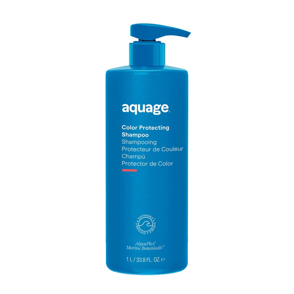Aquage front packaging showing large 33.8 fl oz bottle and clear branding