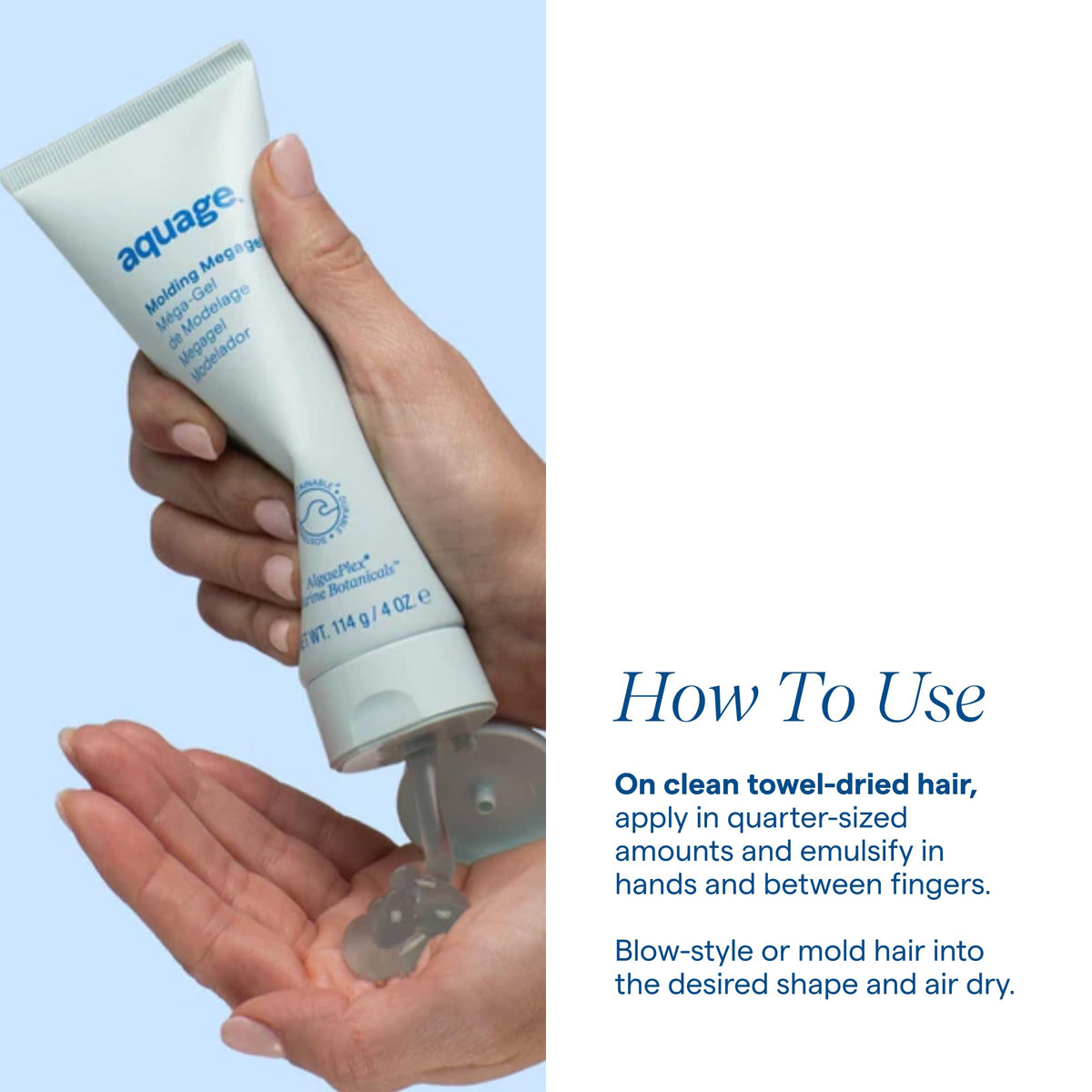 Aquage styling in use shaping a slicked-back look with shine