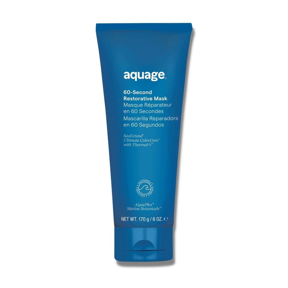 Aquage front packaging showing 33.8 fl oz jar and professional label benefits
