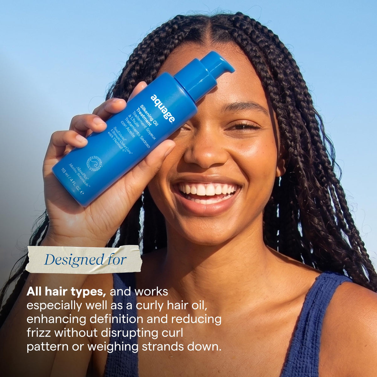 Applying Aquage SeaExtend to damp hair to smooth frizz and speed blow-dry