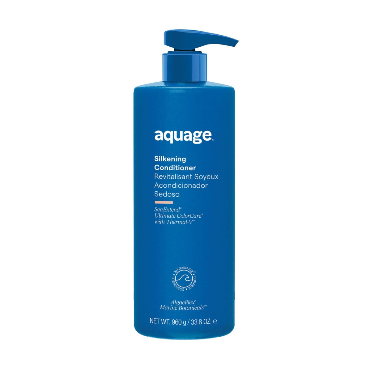 Aquage Silkening Conditioner front bottle showing brand and size for confident selection