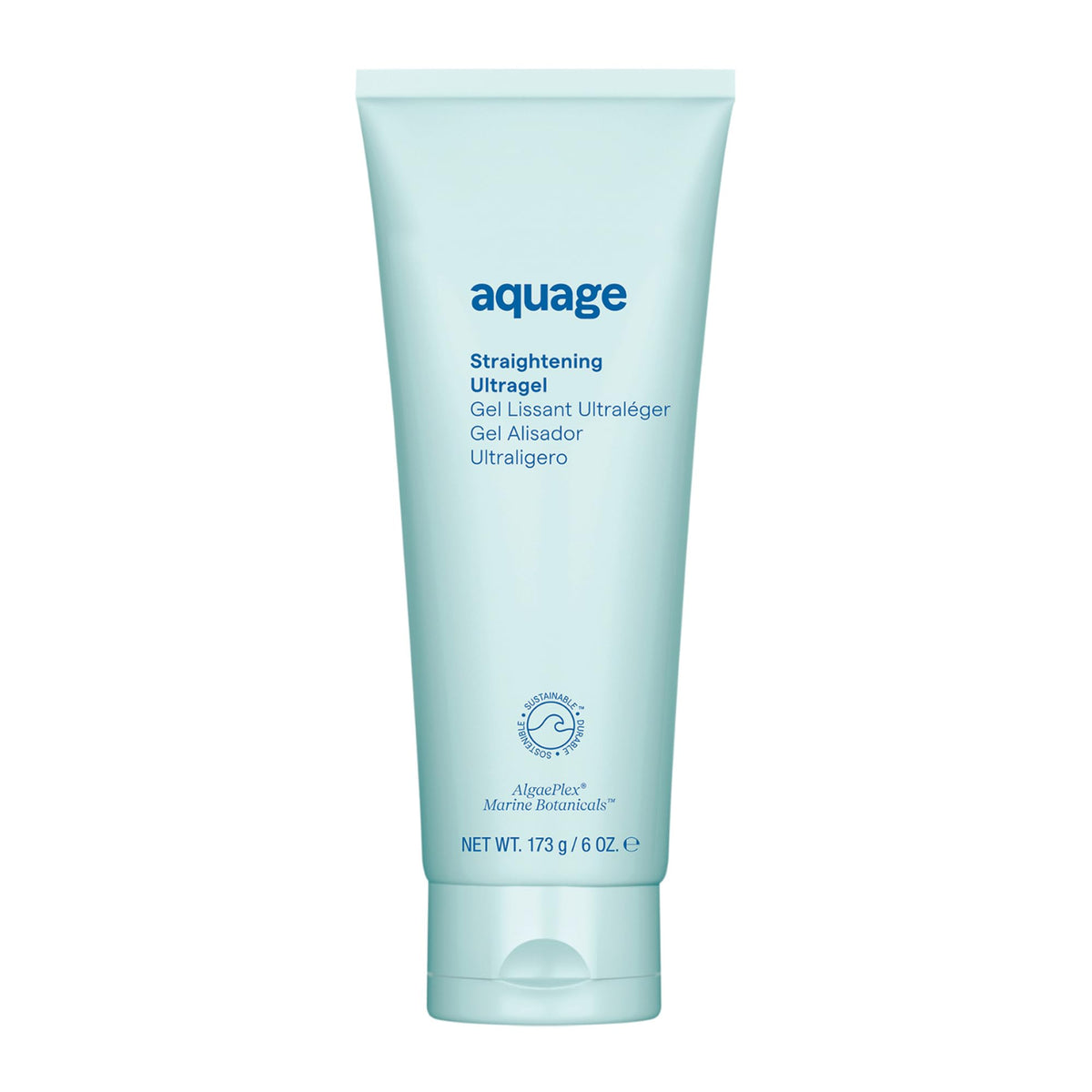 Aquage Straightening Ultragel front packaging showing product benefit of smoothing