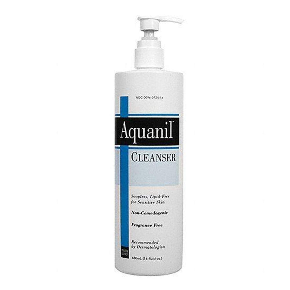 Aquanil front packaging showing two 16 oz bottles, gentle cleanser visible and convenient