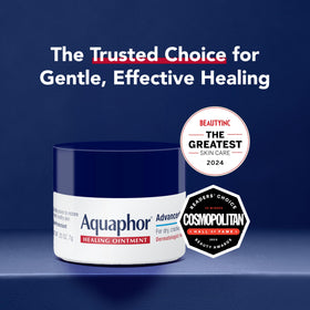 Aquaphor applied to lips demonstrating targeted relief and barrier protection