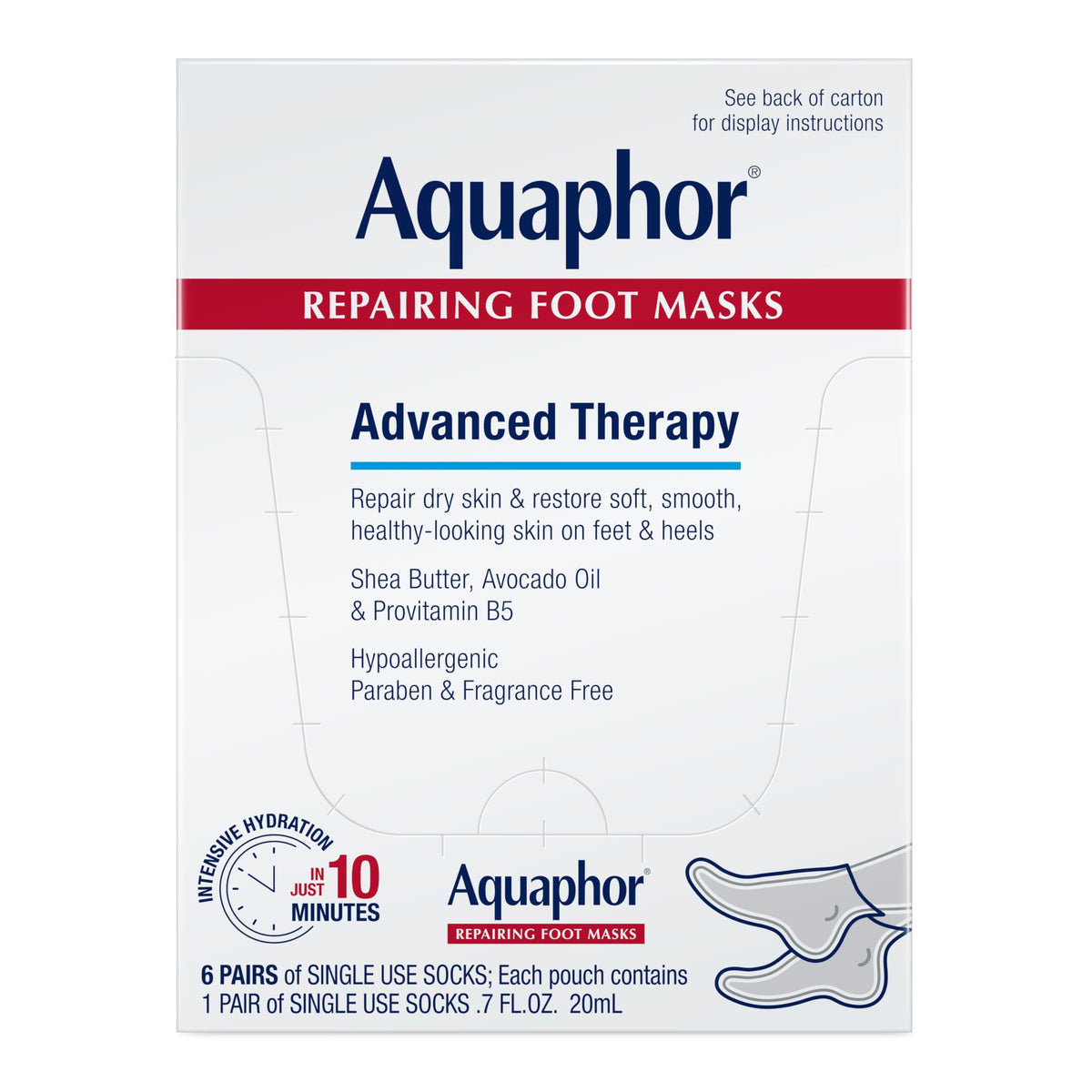 Aquaphor front packaging with six pairs visible and clear product benefit