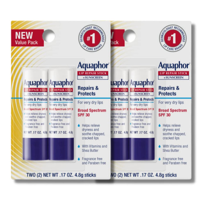 Aquaphor front packaging SPF 30 showing product name and benefits