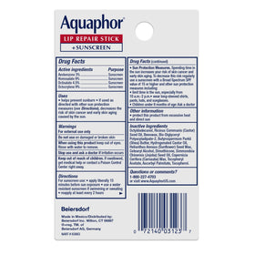 Aquaphor ingredients label close-up showing shea butter and vitamins benefit