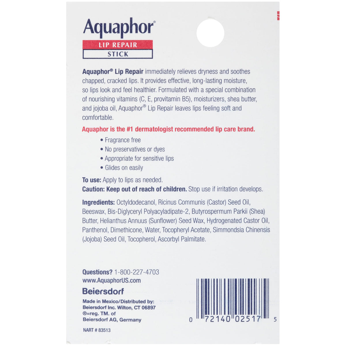 Aquaphor used outdoors on lips, illustrating hydration and sun defense benefit