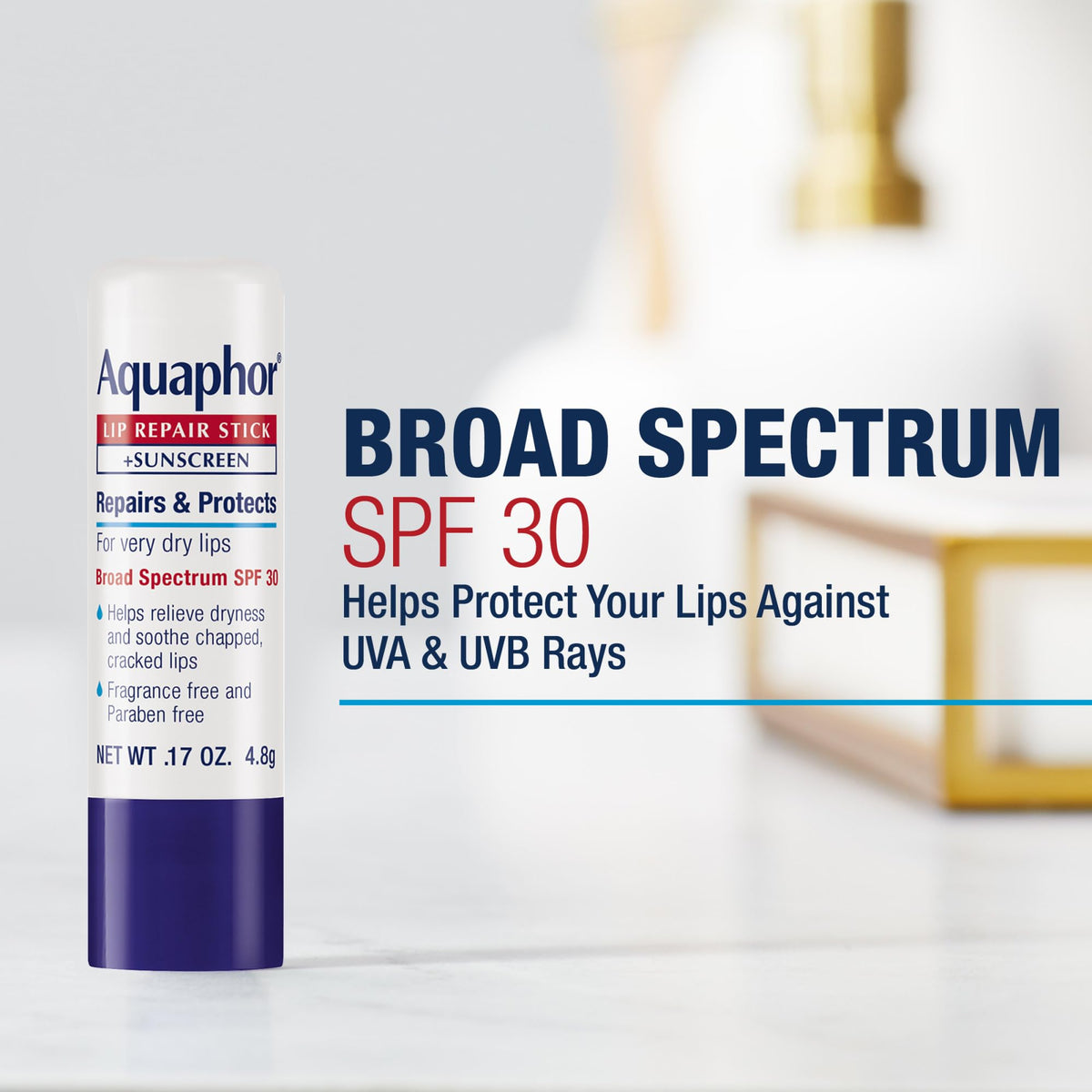 Aquaphor close-up of stick texture highlighting smooth glide benefit
