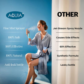 Aquia on nightstand in skincare routine showing daily calming step