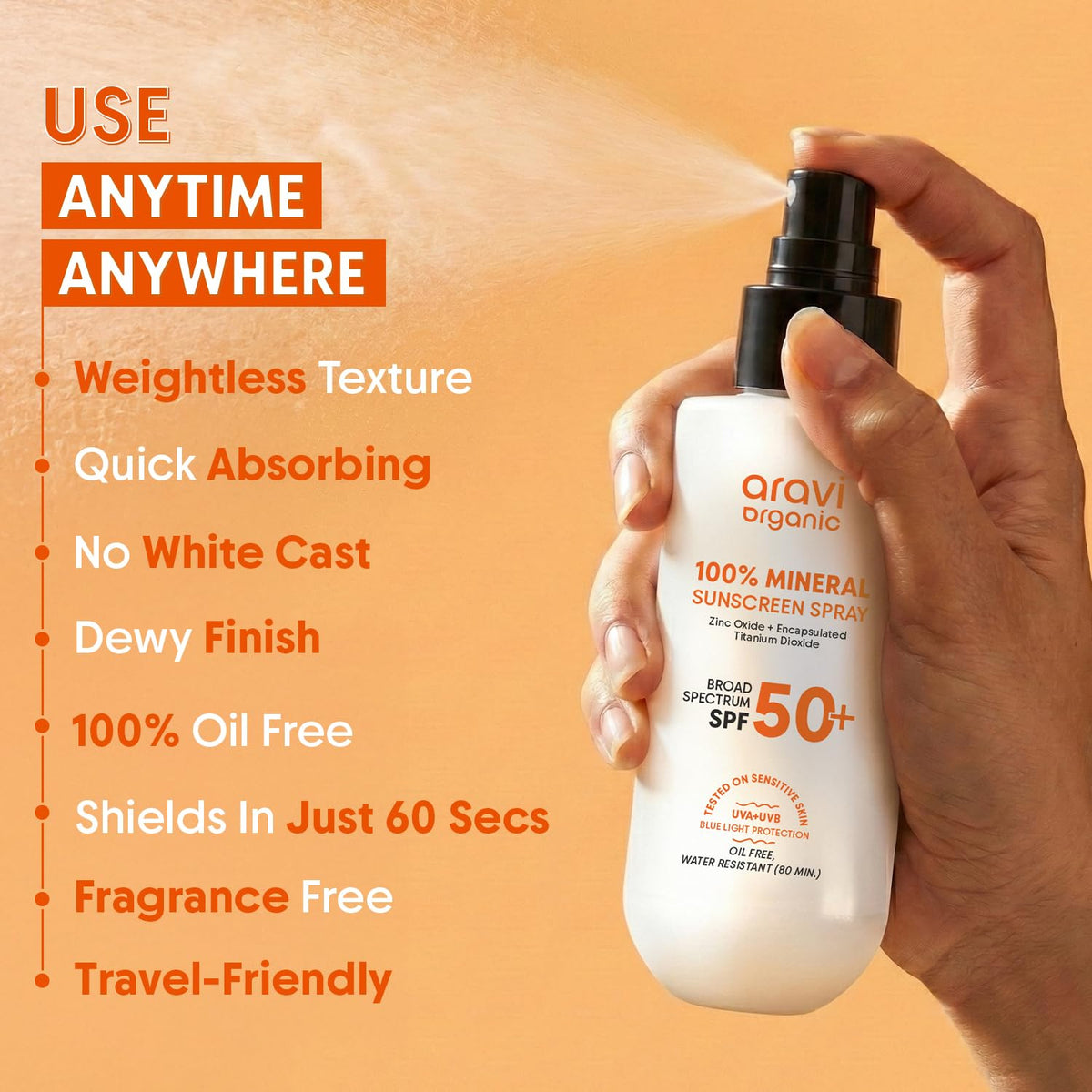 Aravi Organic label close-up showing mineral ingredients and reef-safe benefit