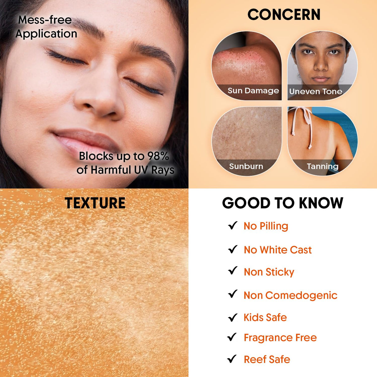 Aravi Organic mist on skin texture demonstrating no white cast and lightweight feel