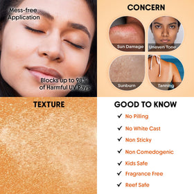 Aravi Organic mist on skin texture demonstrating no white cast and lightweight feel
