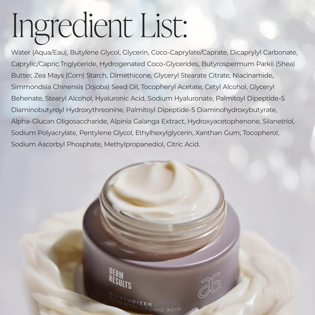 Arbonne DermResults applied to skin illustrating smooth finish