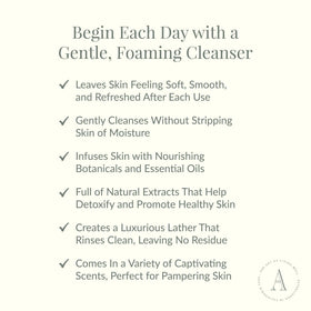 Archipelago Botanicals poured gel texture on palm showing creamy lather and moisturizing feel benefit