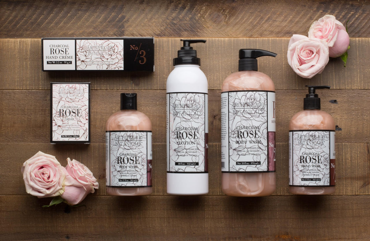 Archipelago Botanicals rose oil droplet on petal showing botanical hydration and soothing aroma benefit