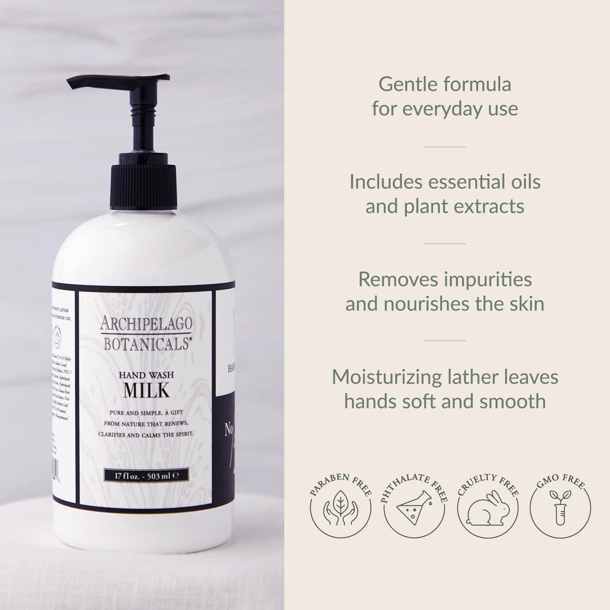 Archipelago Botanicals creamy lather closeup demonstrating soft foam and conditioning