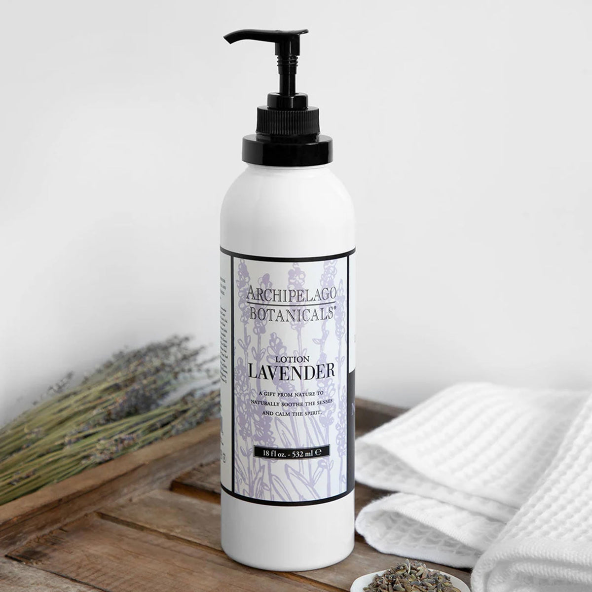 Archipelago Botanicals lavender lotion creamy texture swatched on skin benefit: lightweight absorption