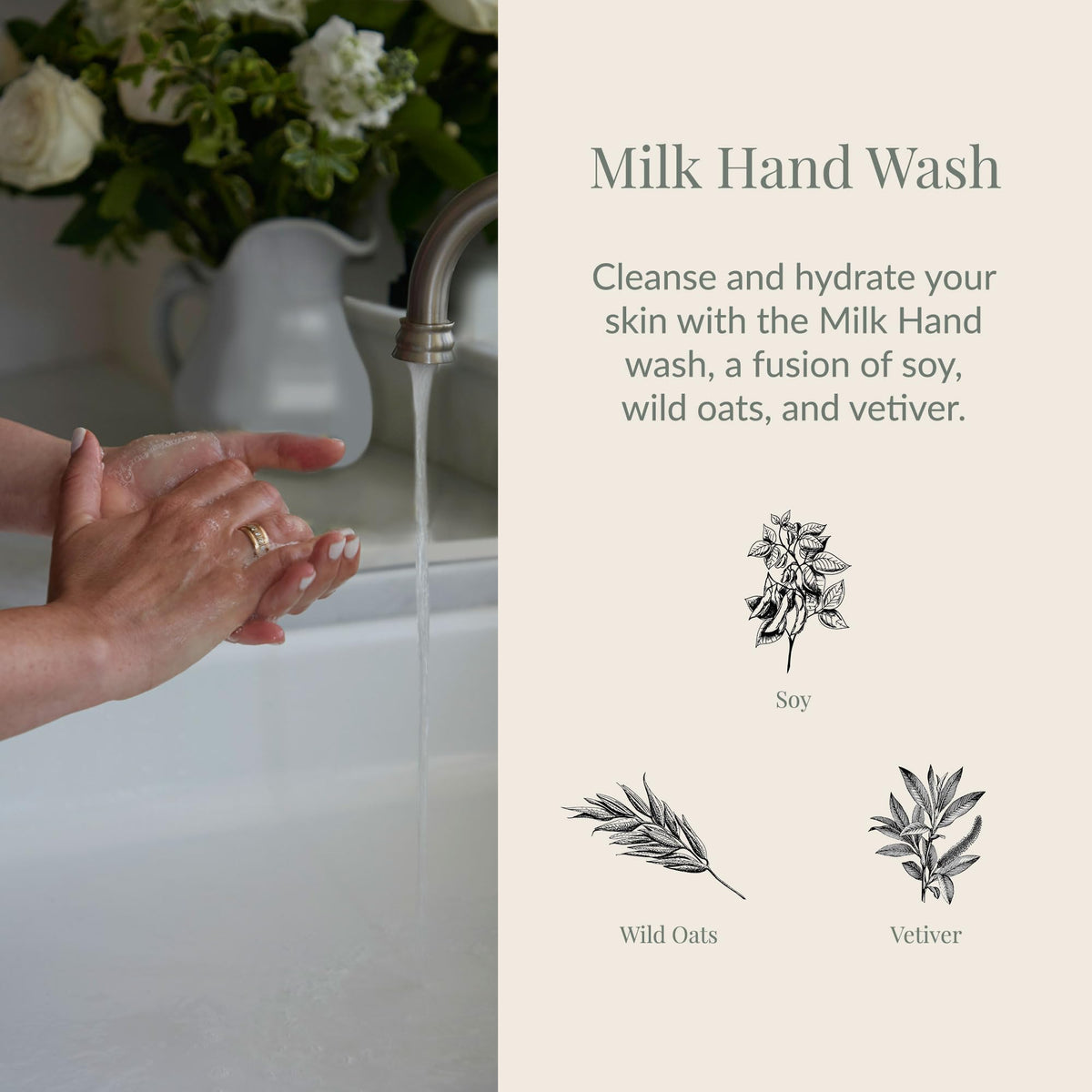 Archipelago Botanicals pump action in use dispensing hydrating hand wash