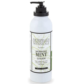 Archipelago Botanicals front bottle view showing label and mint scent benefit