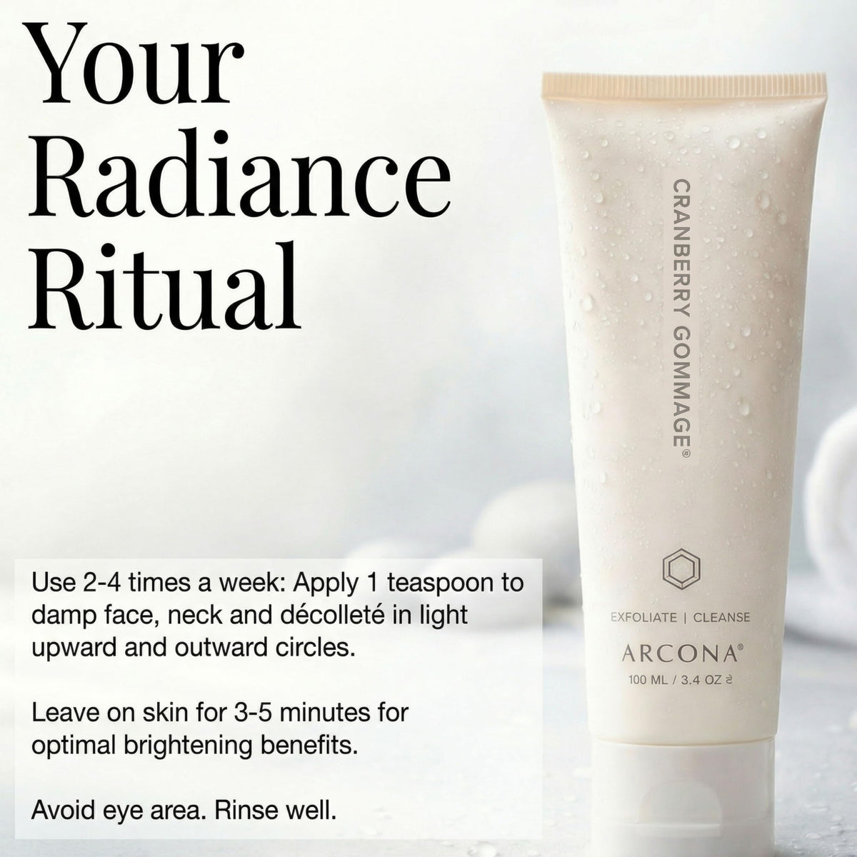 ARCONA product being scooped onto hand demonstrating easy application benefit