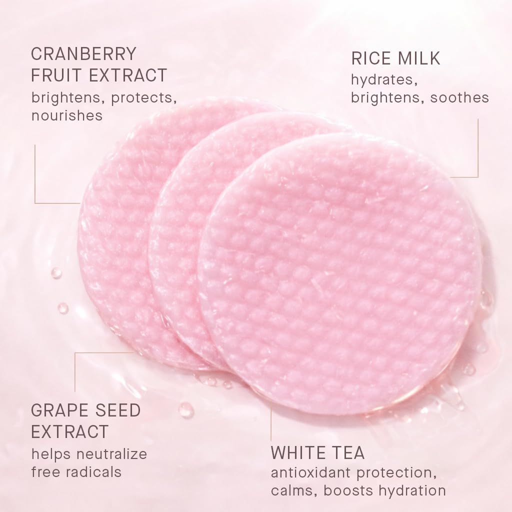 ARCONA close-up pad texture showing soft fibers and milky lotion benefit