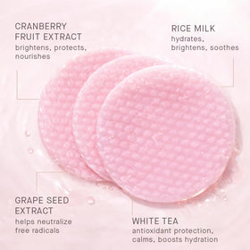 ARCONA close-up pad texture showing soft fibers and milky lotion benefit