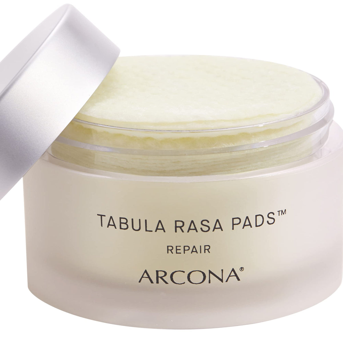 ARCONA close-up of pad texture revealing saturated solution and gentle exfoliation